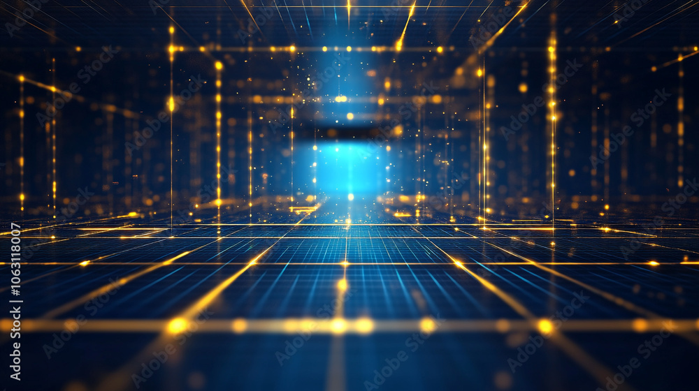 Poster it technology 3d empty room background that portrays the resilience of digital systems in the face o