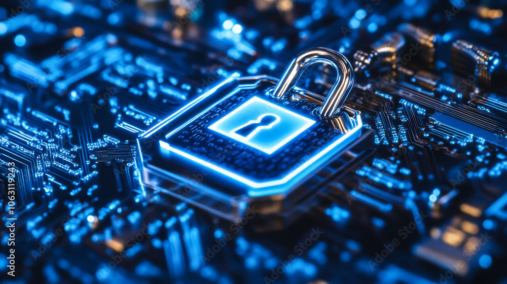 Aufkleber a digital padlock sits prominently on a keyboard, symbolizing cybersecurity and data protection in a