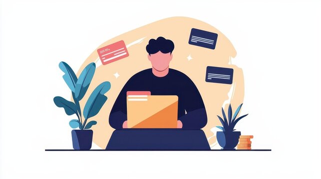 Person assessing credit card offers with different price and value features