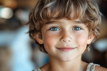 portrait of an white little boy with a smile