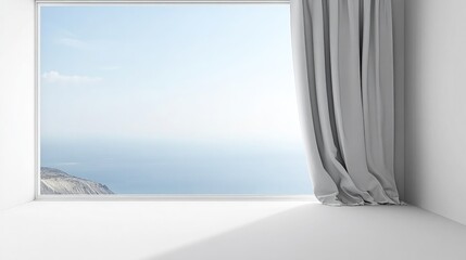 Serene Coastal View from Modern White Interior