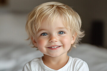 portrait of an white little boy with a smile