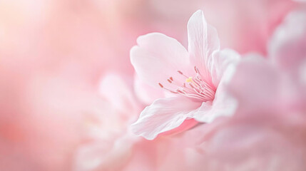Delicate cherry blossom in soft focus showcasing intricate details, captured during spring in a serene garden setting