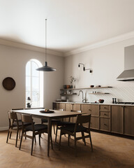 Modern minimalist kitchen with natural lighting and elegant design