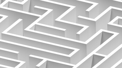 Empty white maze. Orthographic. Abstract illustration. 3d illustration.