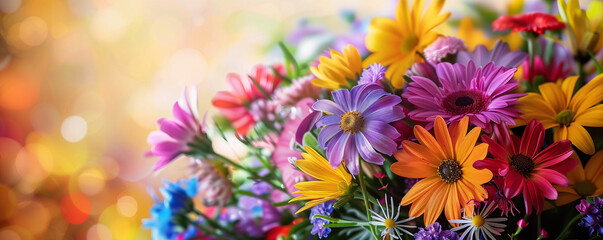 A vibrant bouquet of colorful flowers brings joy on a sunny spring afternoon