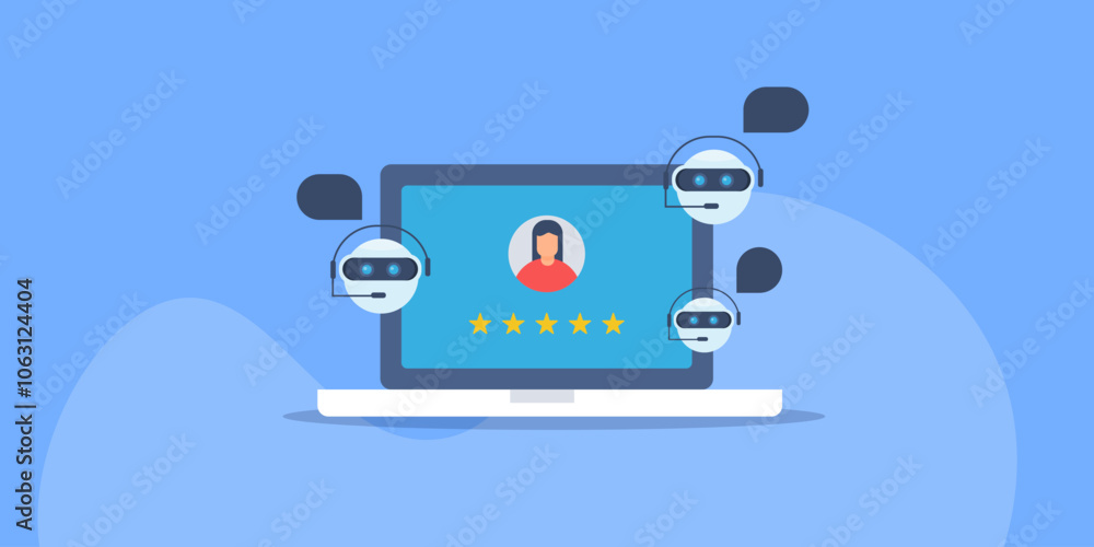 Poster multi agent chabot for customer service and 5-star rating user experience, artificial intelligence t