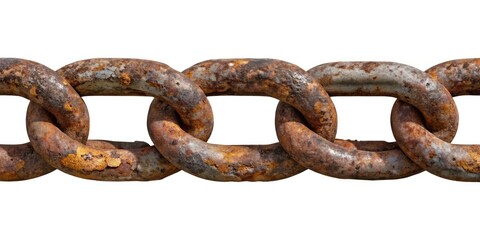Fototapeta premium Rusty isolated chain PNG, perfect for urban exploration photography and design projects, providing a unique texture and aesthetic for creative visual storytelling.