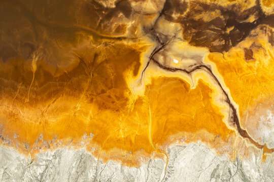 Abstract Aerial View of Golden Textures in Riotinto