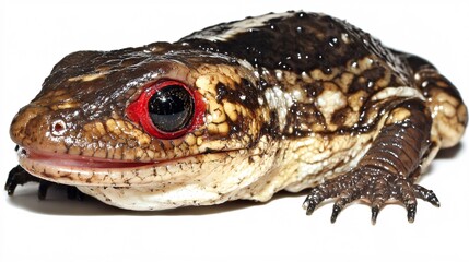 Fototapeta premium Intricate Close-Up of a Red-Eyed Lizard: A Captivating Portrait