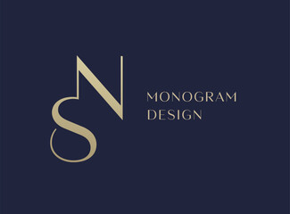 SN or NS letter logo icon design. Classic style luxury initials monogram.