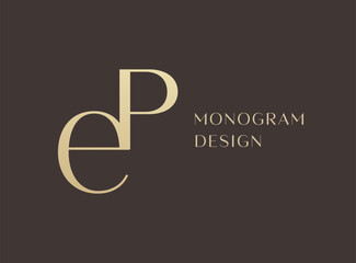 PE or EP letter logo icon design. Classic style luxury initials monogram.