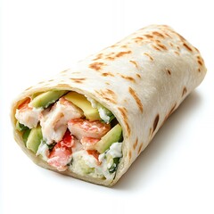 A fresh crab, avocado, and cream cheese wrap.