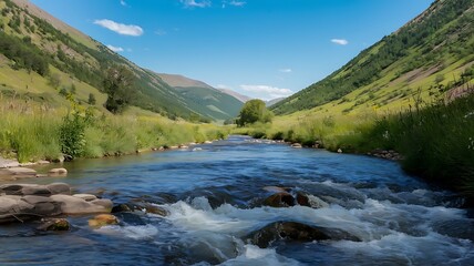 Naklejka premium mountain river in the mountains, water, river, mountain, nature