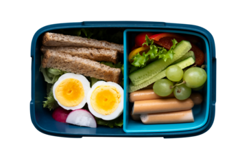 Png healthy lunchbox, kids food with egg and greens