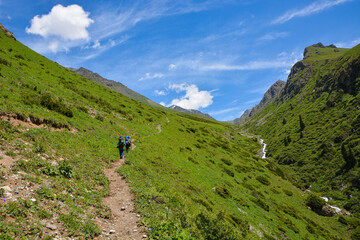 Beautiful landscapes of the mountains, an amazing view of the green rocks.