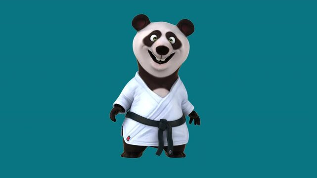 Fun 3D cartoon karateka panda (with alpha channel)