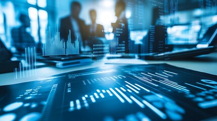 A strategic sourcing manager analyzing supplier data and optimizing sourcing strategies on a digital interface, with empty space for text