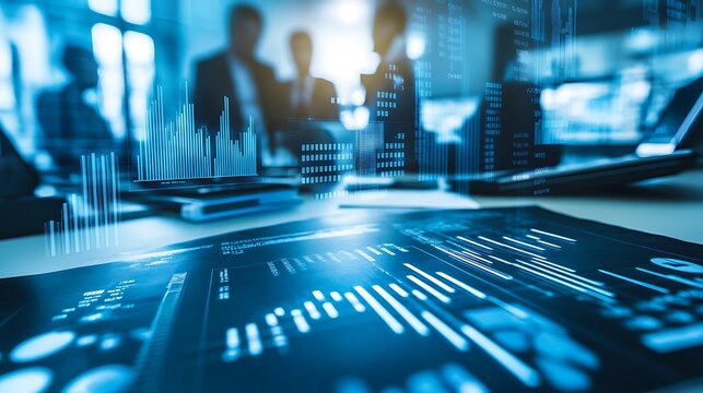 A strategic sourcing manager analyzing supplier data and optimizing sourcing strategies on a digital interface, with empty space for text