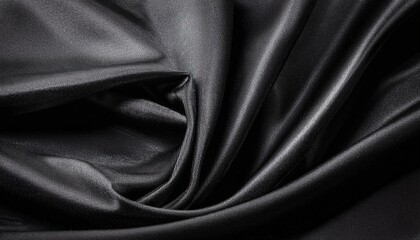 Fototapeta premium black silk silky satin background backdrop wallpaper textile fabric elegant luxury luxurious high quality