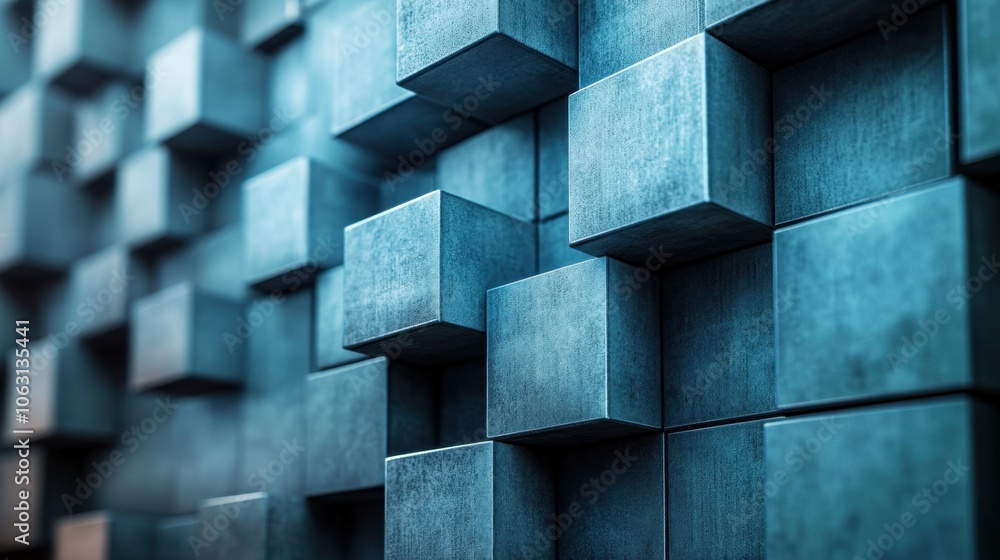Poster intricate blue cube formation creating a captivating abstract texture in urban architecture