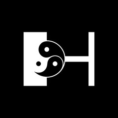 Logos are the letter H and yin yang. Outline and unique.