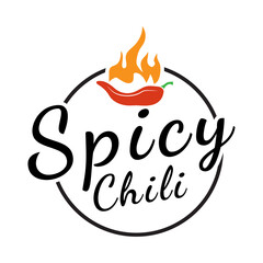 Hot Chili Pepper Vector Logo with Fire Spicy Food Design for Sauce and Seasoning Brand Illustration Design