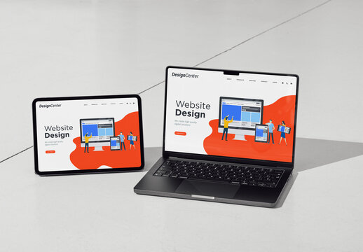 Mockup Of Two Devices With Customizable Screens