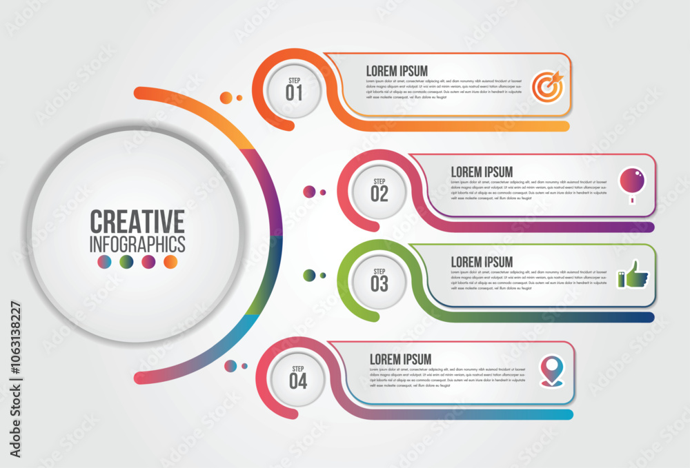 Poster business infographics element.circle chart template chart with 4 steps or options for presentations 