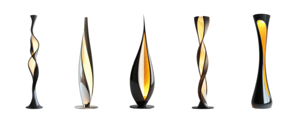 Elegant modern lamps showcasing innovative design with sleek curves and warm lighting, perfect for contemporary interiors