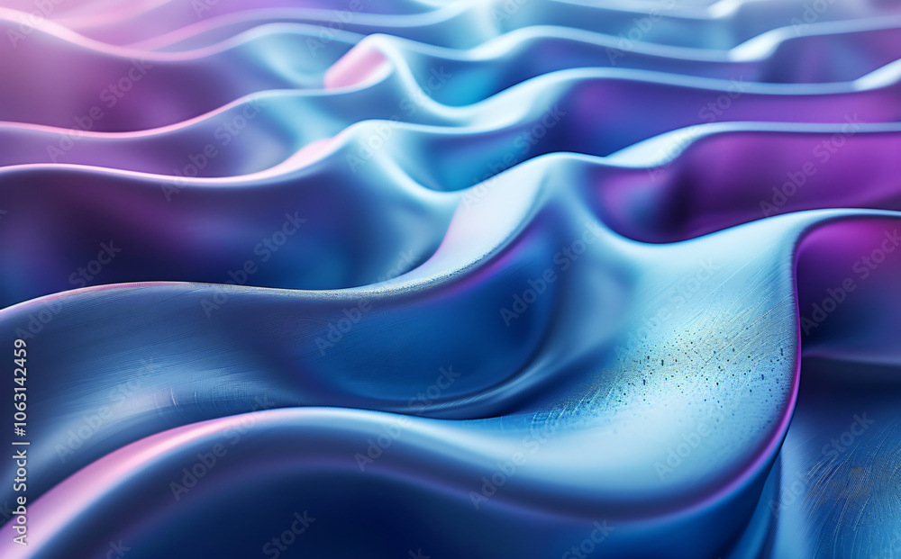 Poster 3d render of an abstract background with blue and purple gradient lines in the shape of an undulatin