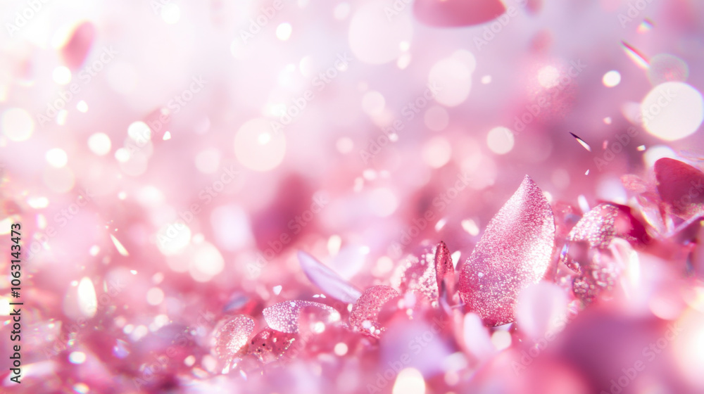 Poster delicate pink flower petals scattered on a soft surface, creating a serene and tranquil atmosphere i
