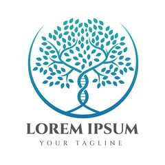 Creative Vector Logo that combines Tree of Life Elements with DNA Structure, This design is suitable for those in the fields of biotechnology, genetics, health, or scientific research.