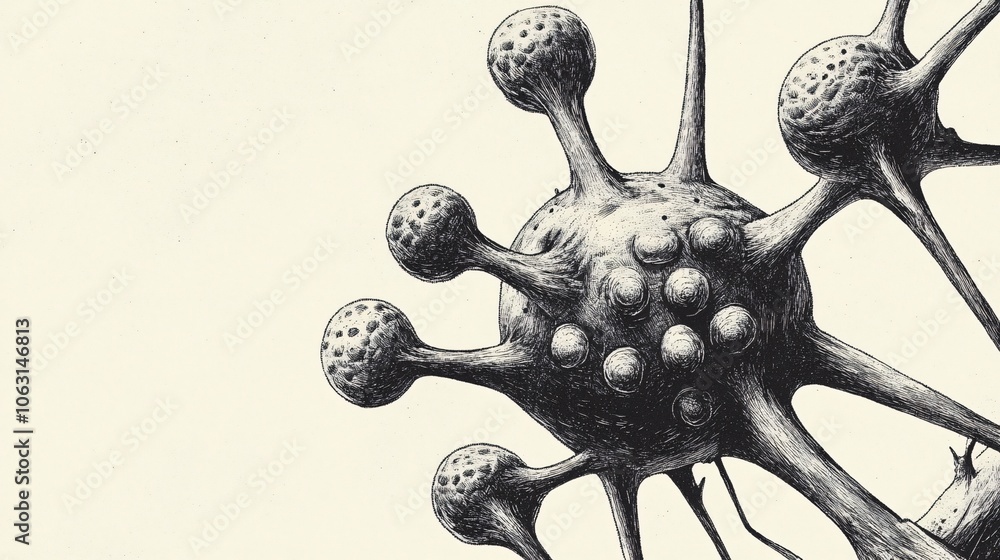 Poster microscopic view of a virus: intricate detail of a pathogen