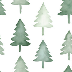 Christmas trees seamless pattern