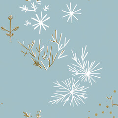 White and gold snowflake on blue background