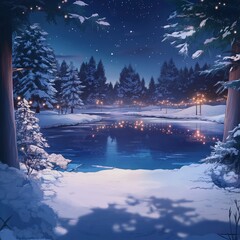 anime background for xmas theme, with nice colors