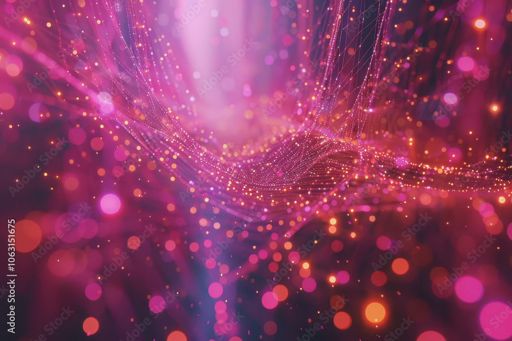 Wall mural A beautiful Abstract digital technology background with colorful network connection lines.