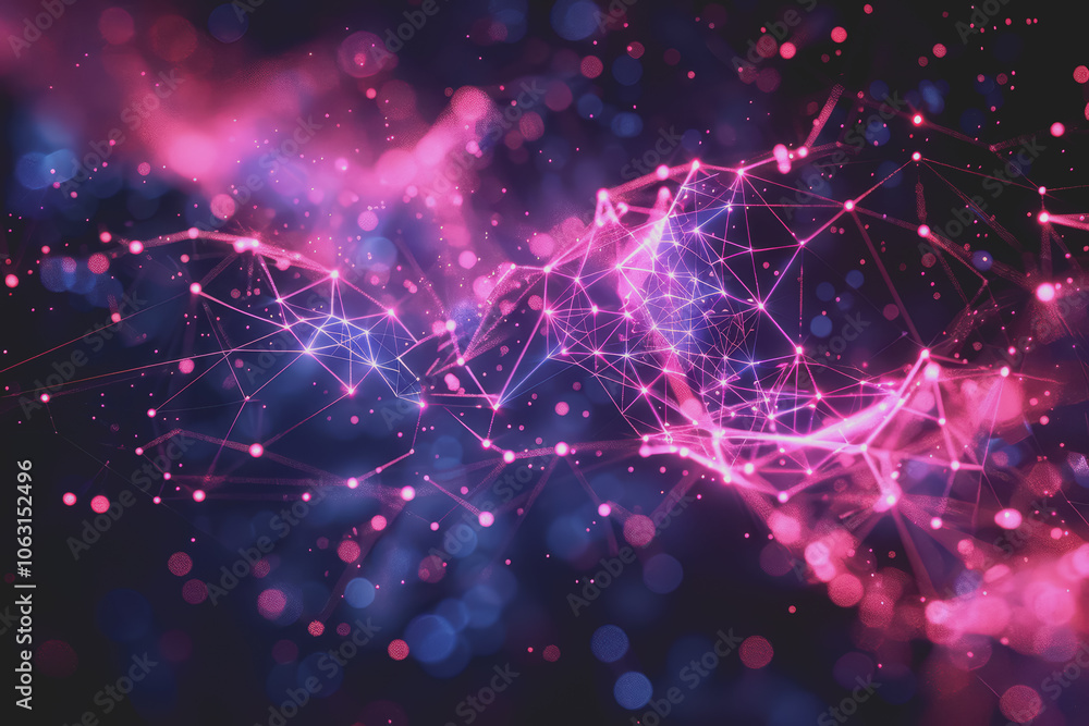 Wall mural a beautiful abstract digital technology background with colorful network connection lines.