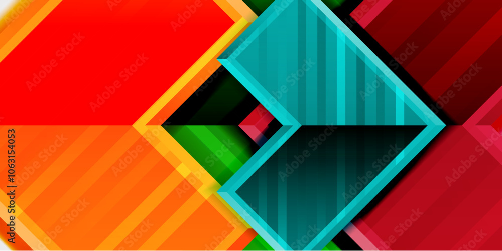 Poster Arrow symbols created with 3d effects and line texture geometric abstract background
