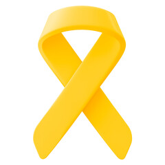 Yellow ribbon png 3D clipart, bone cancer awareness on transparent background