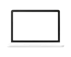 3D laptop png clipart, white screen on transparent background