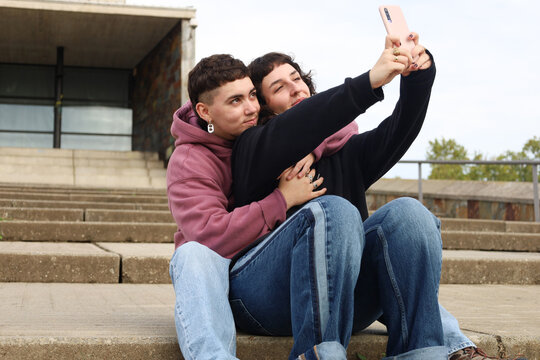 LGBTQIA+ couple enjoying time together, trans man included