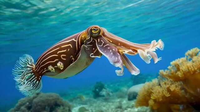 Cuttlefish Sepiida swim underwater