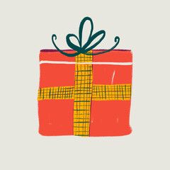 Hand drawn Christmas gift illustration in festive colors