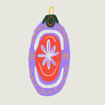 Hand drawn Christmas bauble illustration in vibrant colors