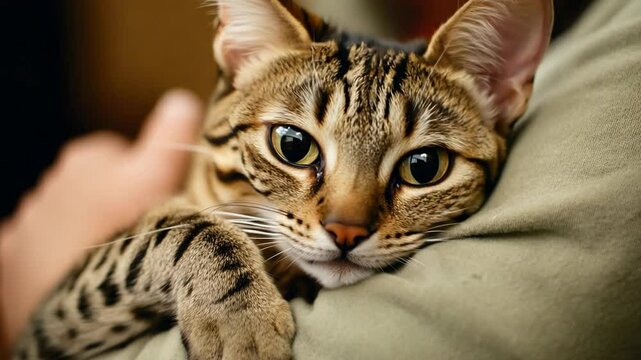 Cat with his owner