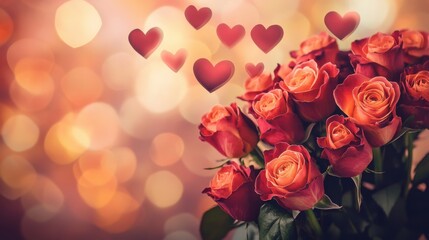 A romantic background featuring a vibrant bouquet