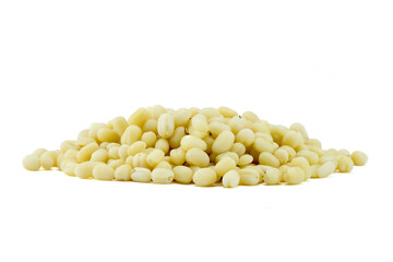 Heap of raw Barley isolated on white background with clipping path close up stacking