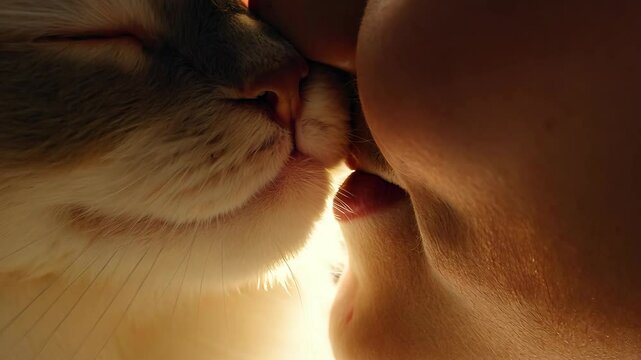 Cat with his owner